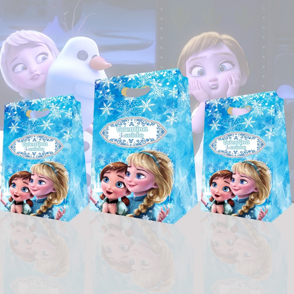 Sacolinha surpresa princesa elsa e ana baby sacola festa caixinha milk cone lembrancinha aniversário personalizada