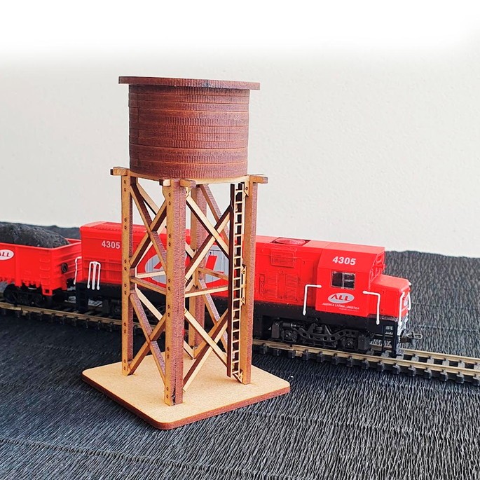 Caixa D'agua Circular - Ho 1:87 / Maquetes mdf p/ Pintura Ferrovia Ferreomodelismo Decoração Mdf em Oferta na Shopee