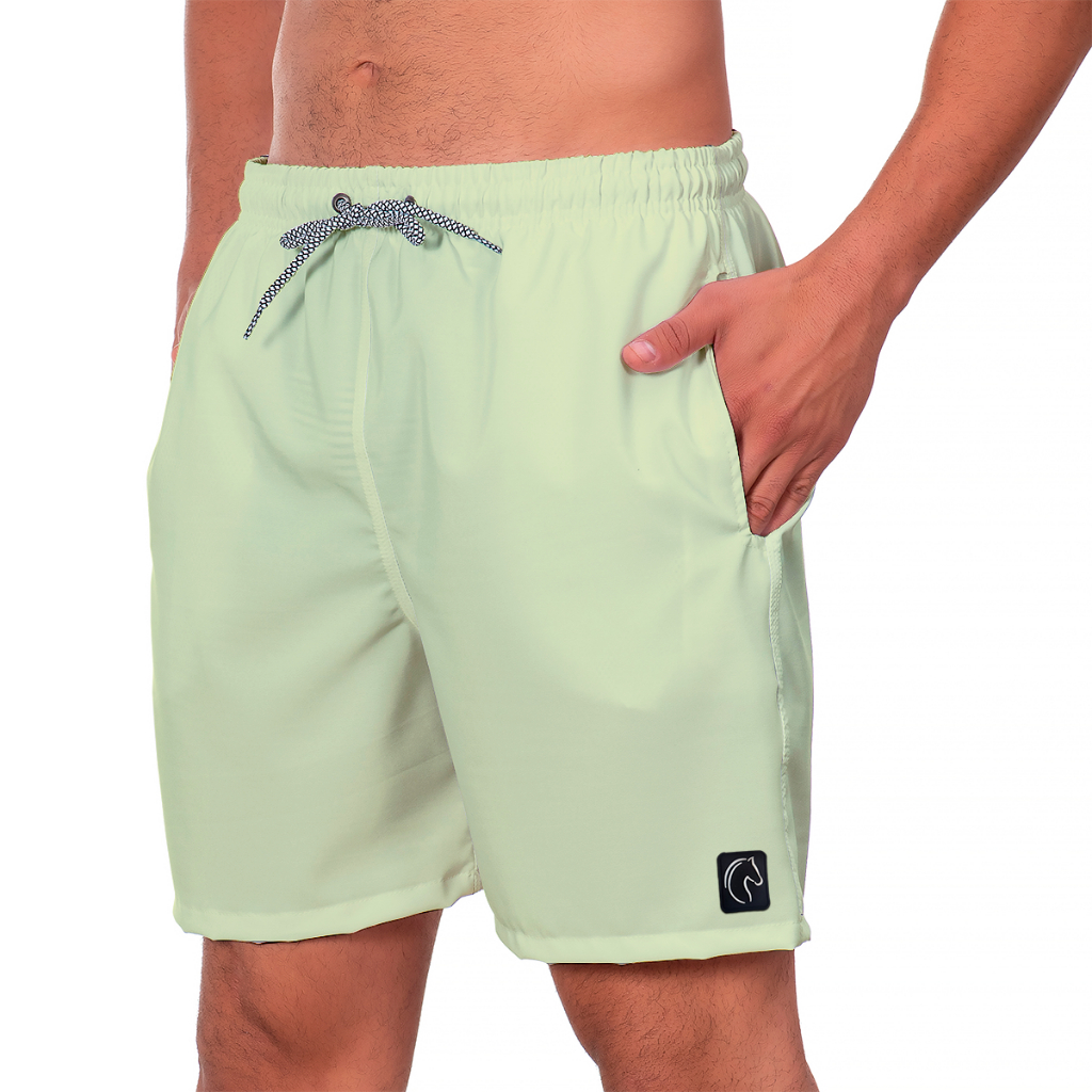 Short Masculino Básica Lisa Verde Claro Bermuda Masculina Premium Leve Moda Praia Casual Durável Seca Rápido