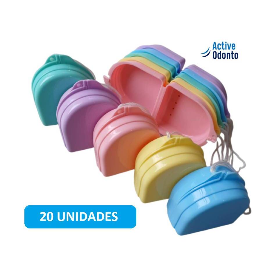 Kit 20 Caixas Estojo Para Aparelho Móvel Ortodôntico Moldeira - XL - COR PASTEL em Oferta na Shopee