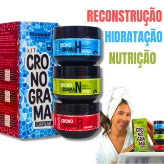 Kit Cronograma Capilar Todos Tipos De Cabelo Hidratação Reconstrução Nutrição Lisos Cacheados Rhenuks