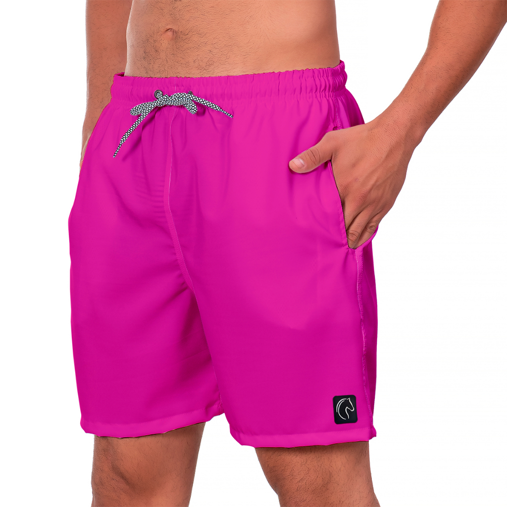 Short Masculino Básico Liso Pink Bermuda Masculina Premium Leve Moda Praia Casual Durável Seca Rápido