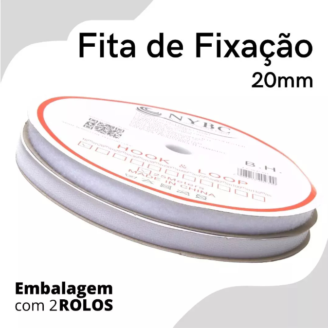Fita de Fixação FX - Tipo Velcro - Branco 101 - 20mm - 1metro