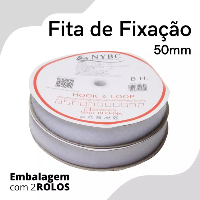Fita de Fixação FX - Tipo Velcro - Branco 101 - 50mm - 1metro
