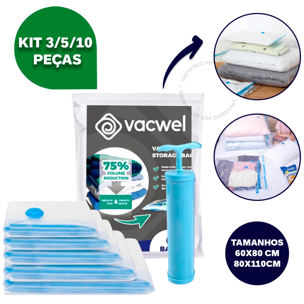 Kit Saco a Vacuo para Filamento Impressora 3D Proteção Contra Humidade + Bomba Manual