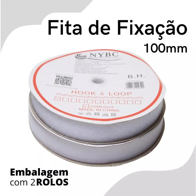 Fita de Fixação FX - Tipo Velcro - Branco 101 - 100mm - 1metro