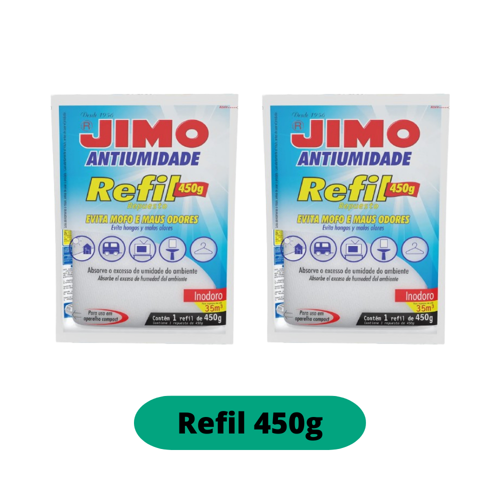 Kit Com 2 Jimo Antiumidade Refil 450g Anti Umidade E Odor
