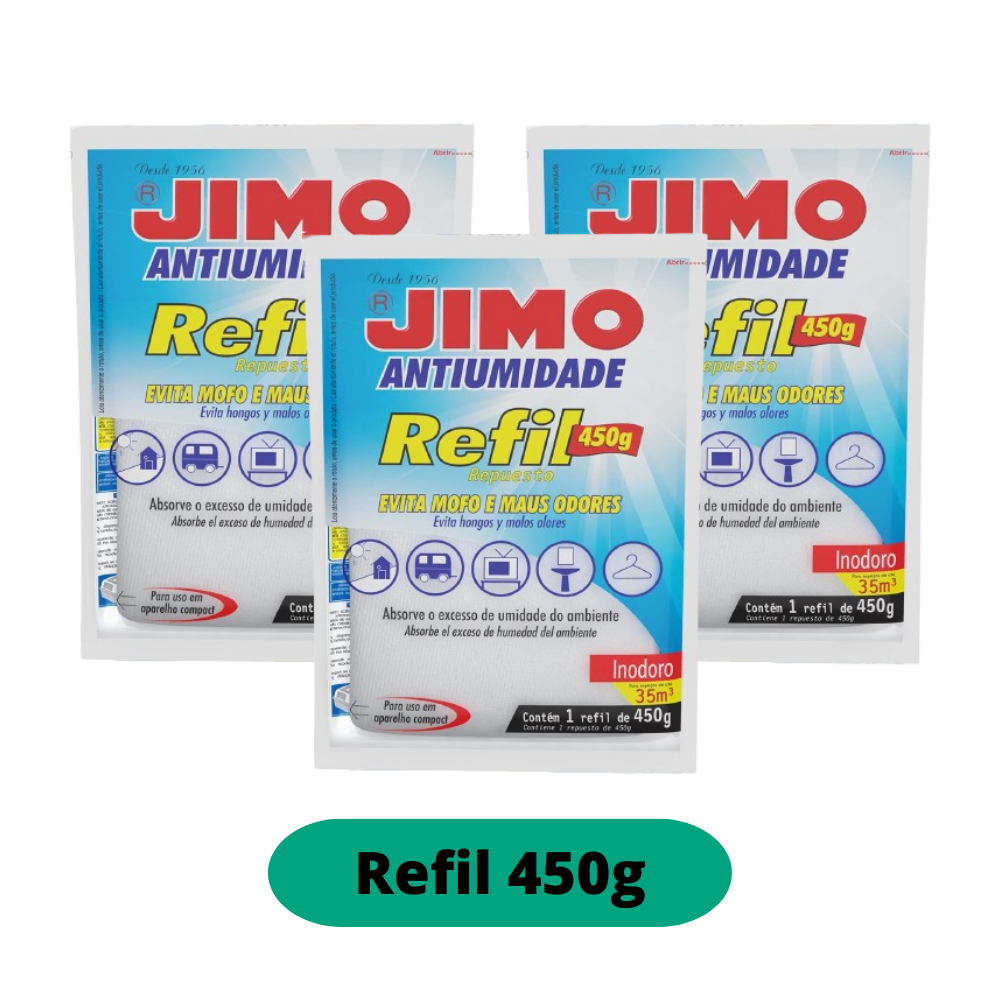 Kit 3 Refil Jimo Antiumidade Evita Maus Odores Mofo Sache 450g