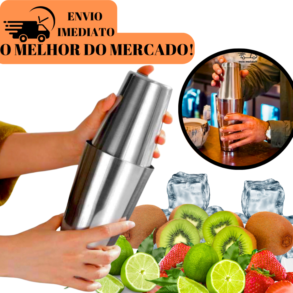 Coqueteleira Boston 100% Inox Para Drinks Coquetéis Caipirinha Kit Caipirinha Para Bares