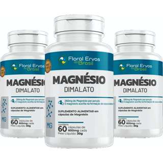 Magnesio Dimalato 600 mg 180 caps 3 frascos x 60 Capsulas