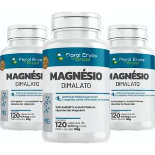 Magnesio Dimalato 360 Capsulas 600 mg 3 frascos x 120 caps
