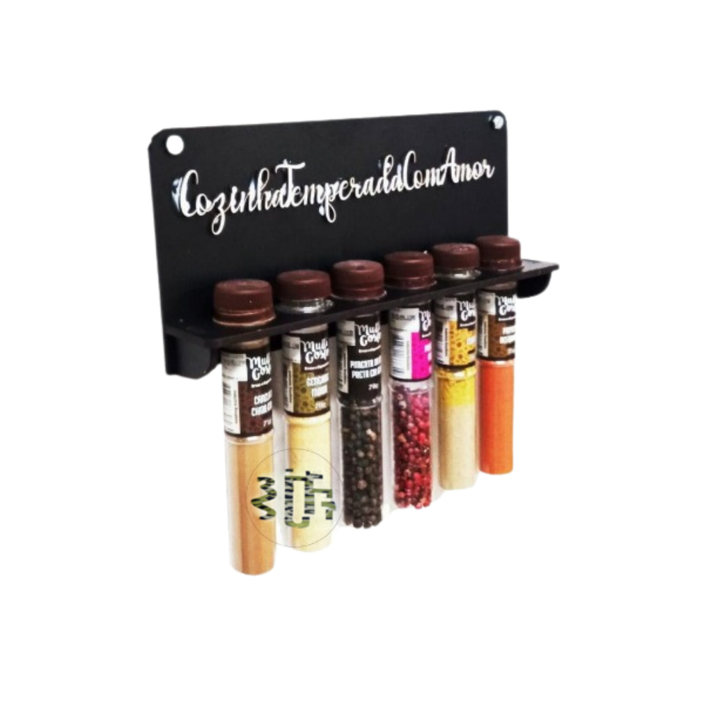 Porta Temperos de Parede com 6 Tubetes 31X18X5 / Porta Organizador de Temperos para Cozinha em Oferta na Shopee