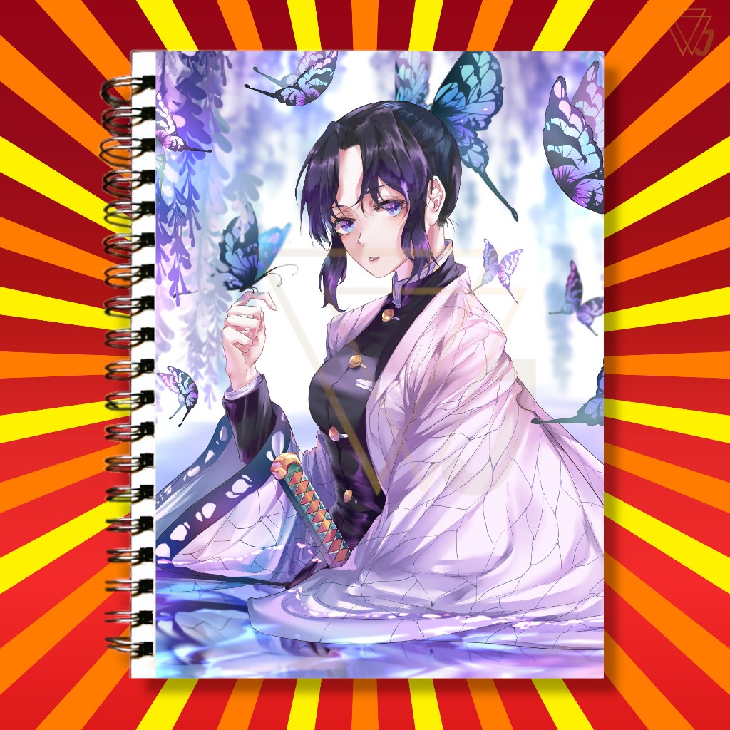 Adesivo Para Capa de Caderno Demon Slayer Kimetsu no Yaiba Shinobu Kocho Pilar Insetos