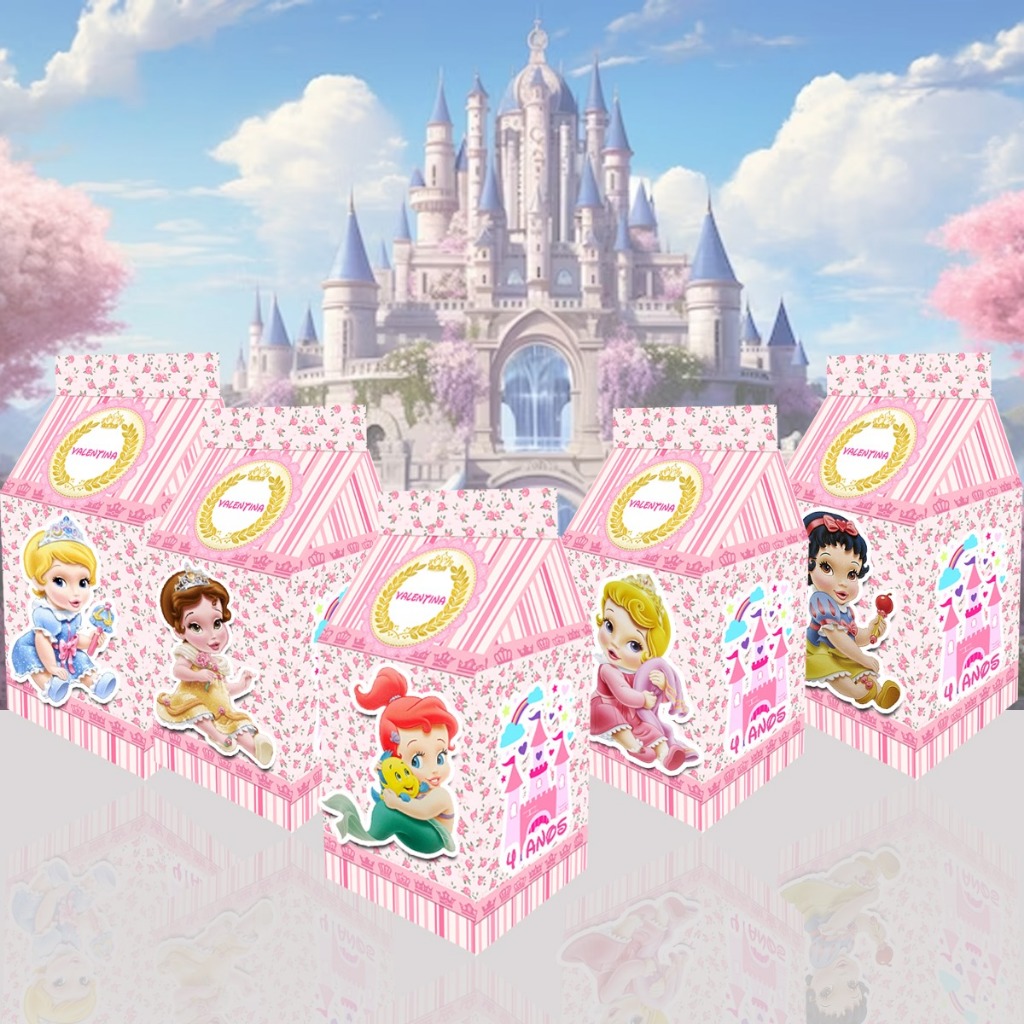 Caixa milk princesas baby caixinhas surpresa Princesas lembrancinha aniversario personalizadas