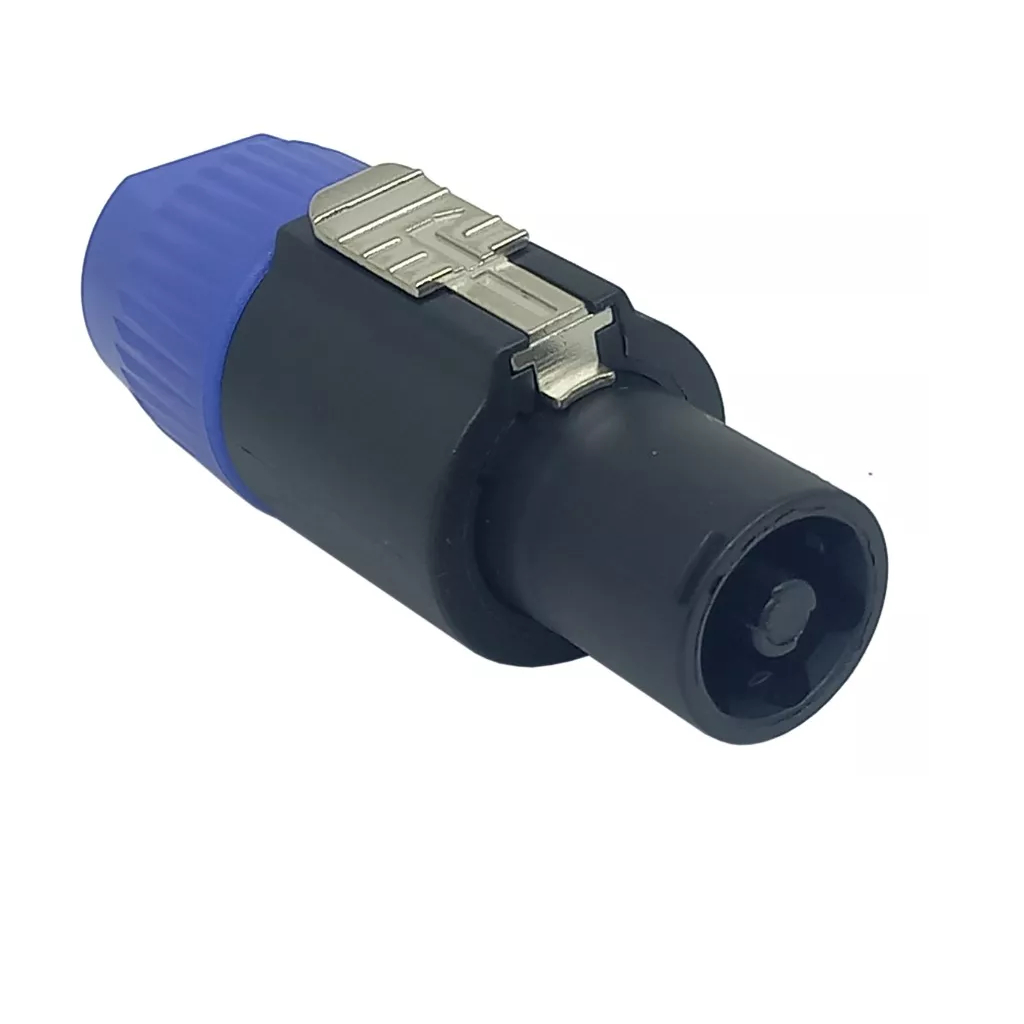 Conector Speakon Macho Com Trava 4 Vias Azul Novo Professional