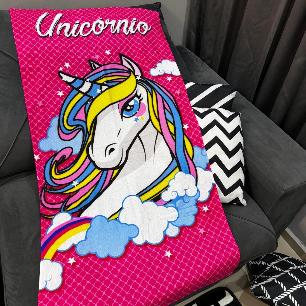 Toalha Infantil Banho Praia Algodão Grande Unicórnio