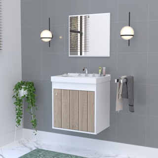 Kit Gabinete Armario de Banheiro Cuba Pia Com Espelheira - Veneto em Oferta na Shopee