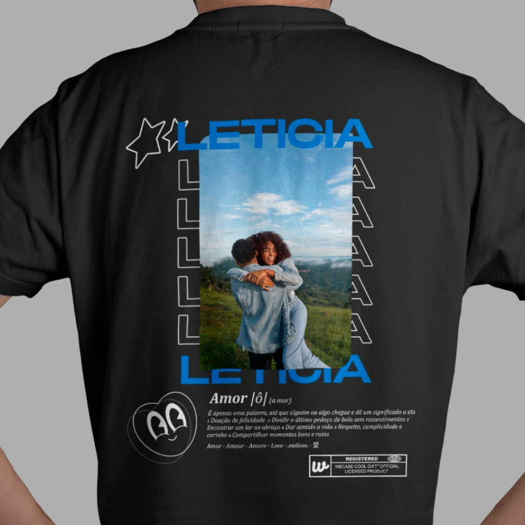 Camiseta Foto e Nome Trend TikTok Original Blusa Personalizada para Namorada Casal etc | WECASE em Oferta na Shopee