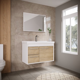 Kit Gabinete Banheiro Armario Cuba Pia Com Espelheira - Potenza 63 cm em Oferta na Shopee