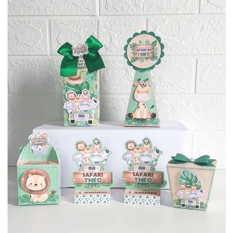 Kit Festa - Lembrancinhas Personalizadas - Safari Menino - Caixinhas Personalizadas - Papelaria Personalizada - Caixinhas para festa