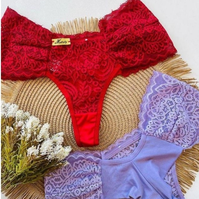Calcinha em Renda Cos Largo fio Duplo em Oferta na Shopee