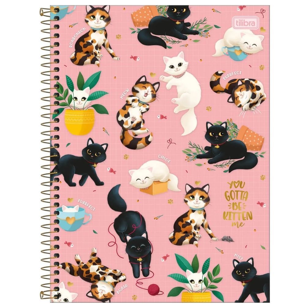 Caderno Universitário Capa Dura 10x1 160 Fls Cats / Gatos / Gatinhos