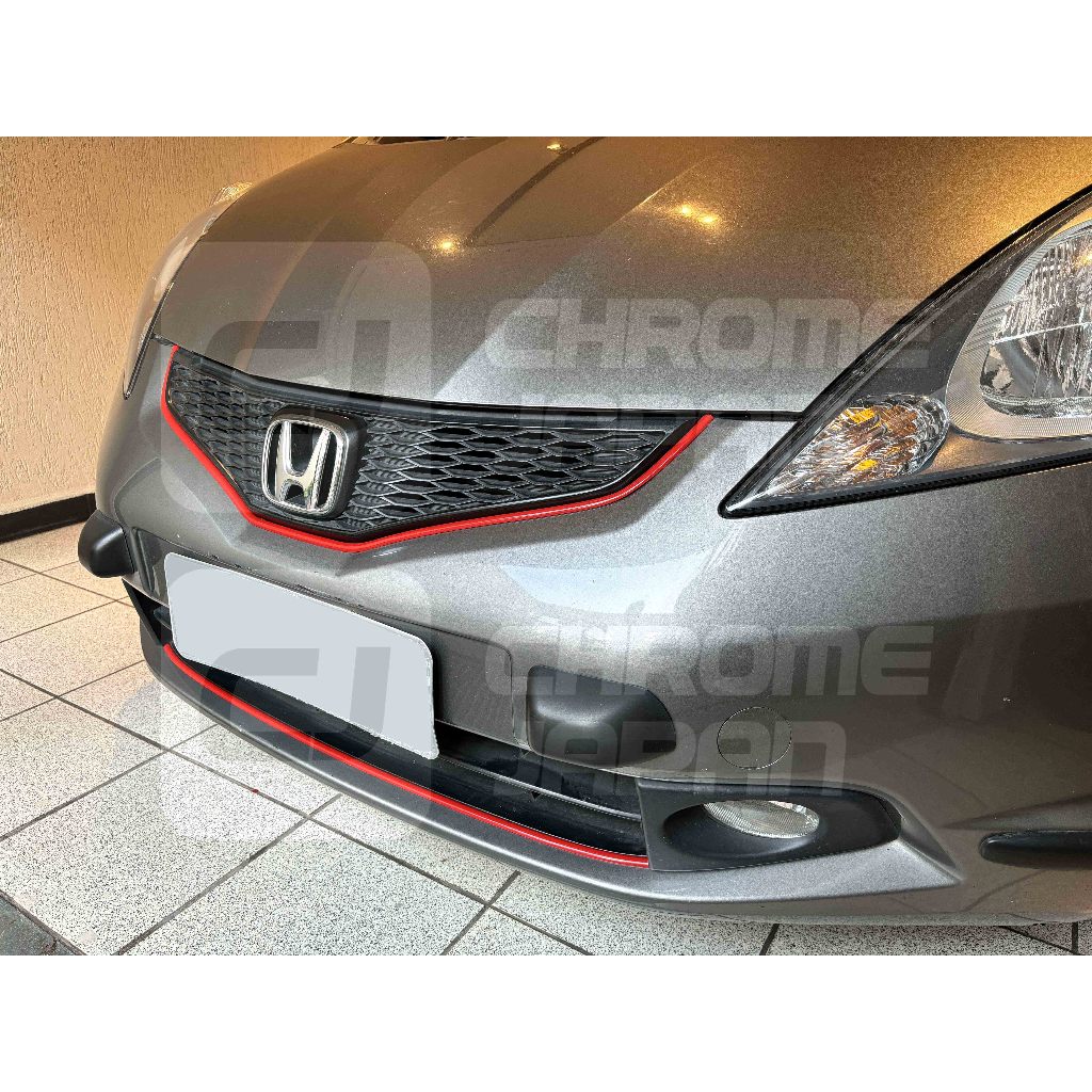 Kit Friso Vermelho Grade E Parachoque Honda Fit 2009-2012