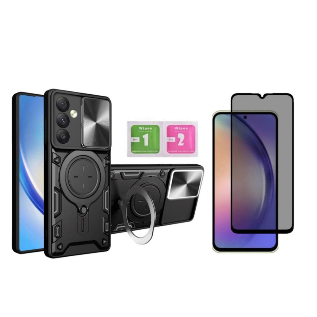 Pelicula Privacidade + Nova Capa Para Samsung Galaxy A54 5G -- Capinha Case Armadura / Anti Choque / Anti Shock / Com Suporte