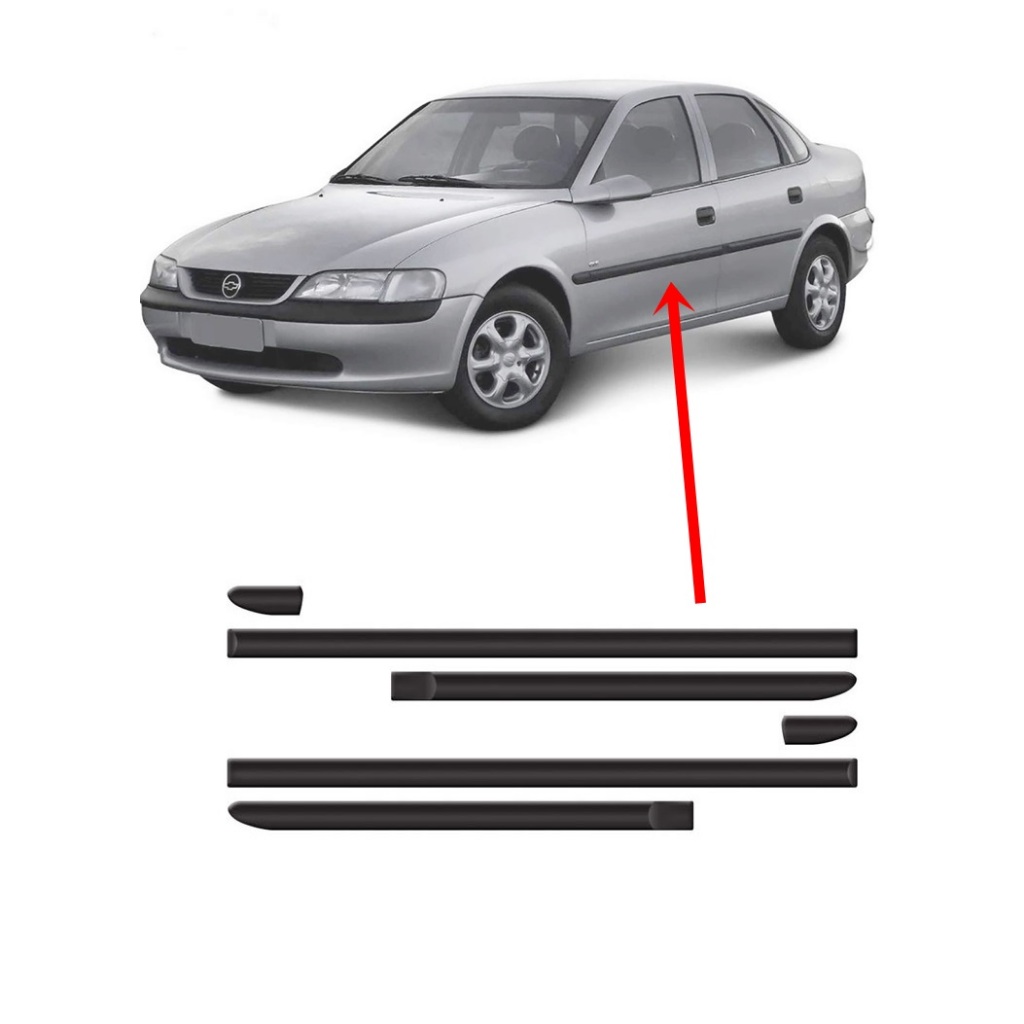 Jogo De Friso Lateral Do Vectra 1997 1998 1999 Preto 6 Peças Autocolante