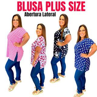 Blusa feminina de liganete básica plus size blusinha malha fria soltinha para senhora idosa