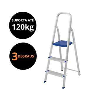 Escada 3 degraus alumínio doméstica leve e durável - MOR em Oferta na Shopee