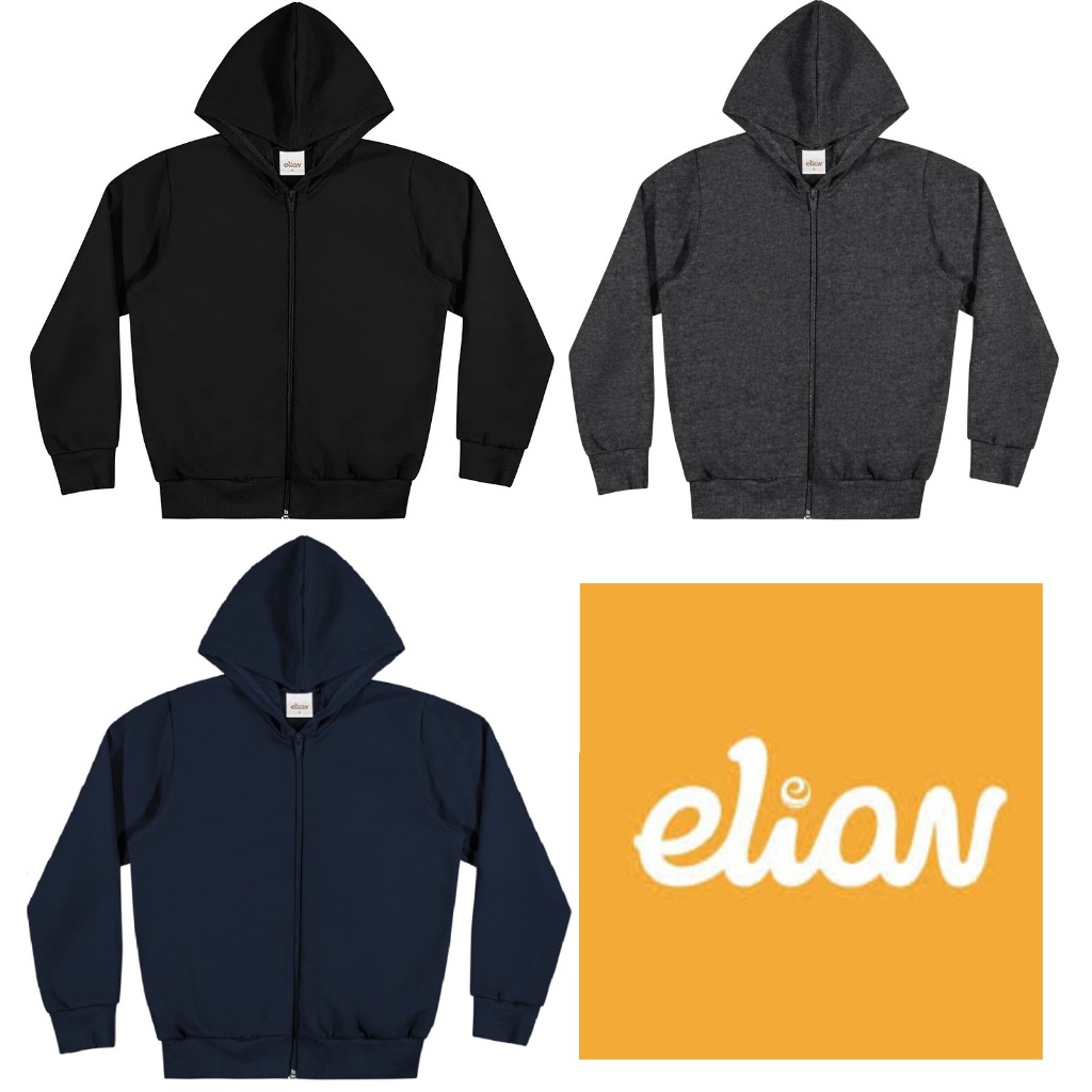 Jaqueta Moletom Flanelada Capuz Zíper Infantil 1 ao 16 Elian Original em Oferta na Shopee