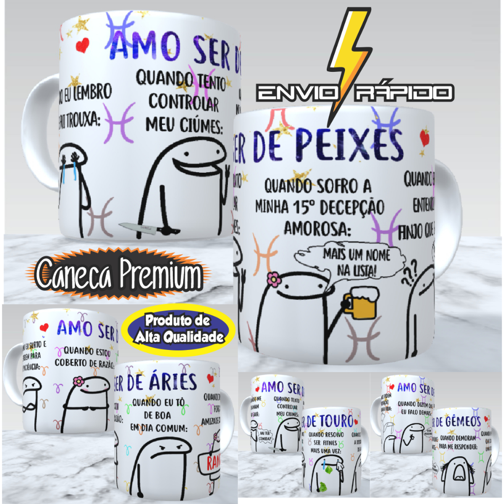 Imagem Caneca Personalizada Flork -  Signo de Virgem  Peixes Áries  Câncer Leão Libra Escorpião Sagitário