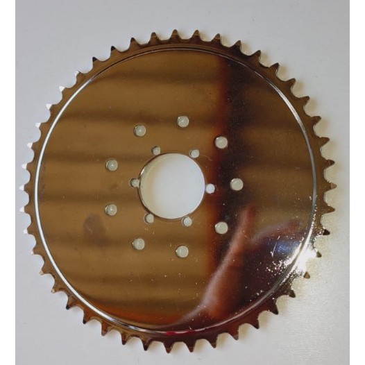 Coroa 44 Dentes para Cubo de Freio à Disco Roda Traseira para Bicicleta Motorizada 2 Tempos Cromada