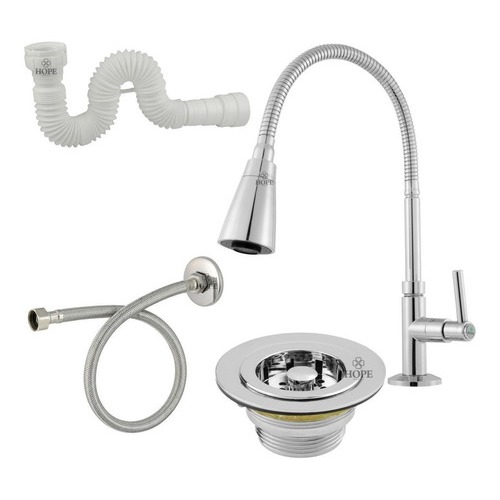Torneira Gourmet Bancada Mesa Abs Válvula+sifão+flexível