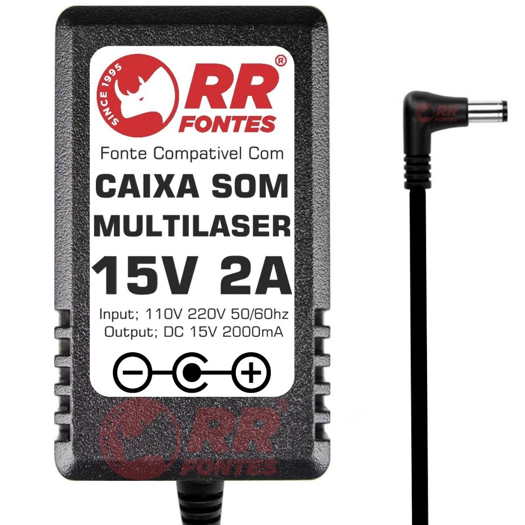 Fonte Carregador DC 15v Caixa Amplificada 300w Multilaser Sp220
