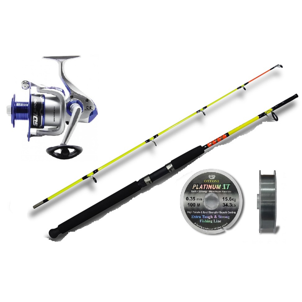Kit Pesca Pantanal Molinete Sol 6000 Maruri Vara Baida 1.80 Bruta Linha Platinum 96 Lbs 0.60mm
