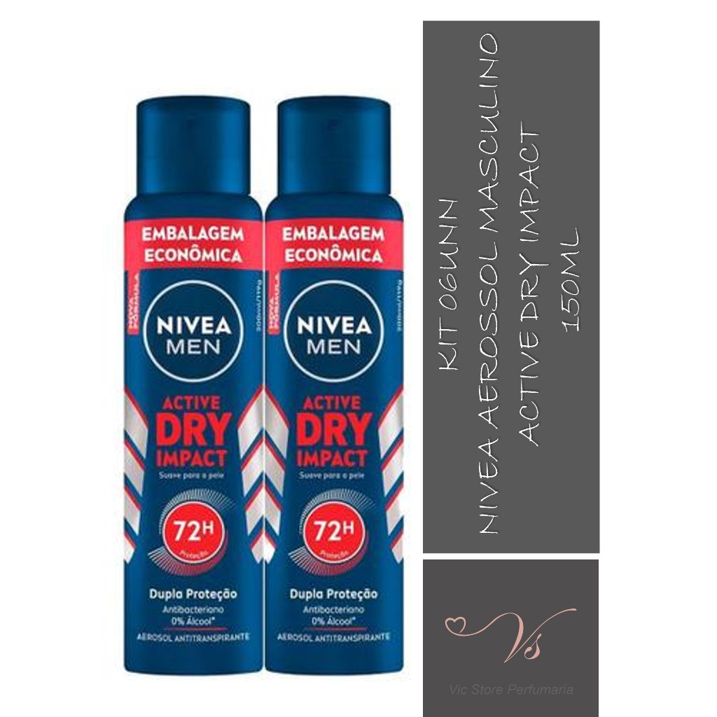 Kit 06un Nivea Aerossol Masculino Active Dry Impact 150ml em Oferta na Shopee