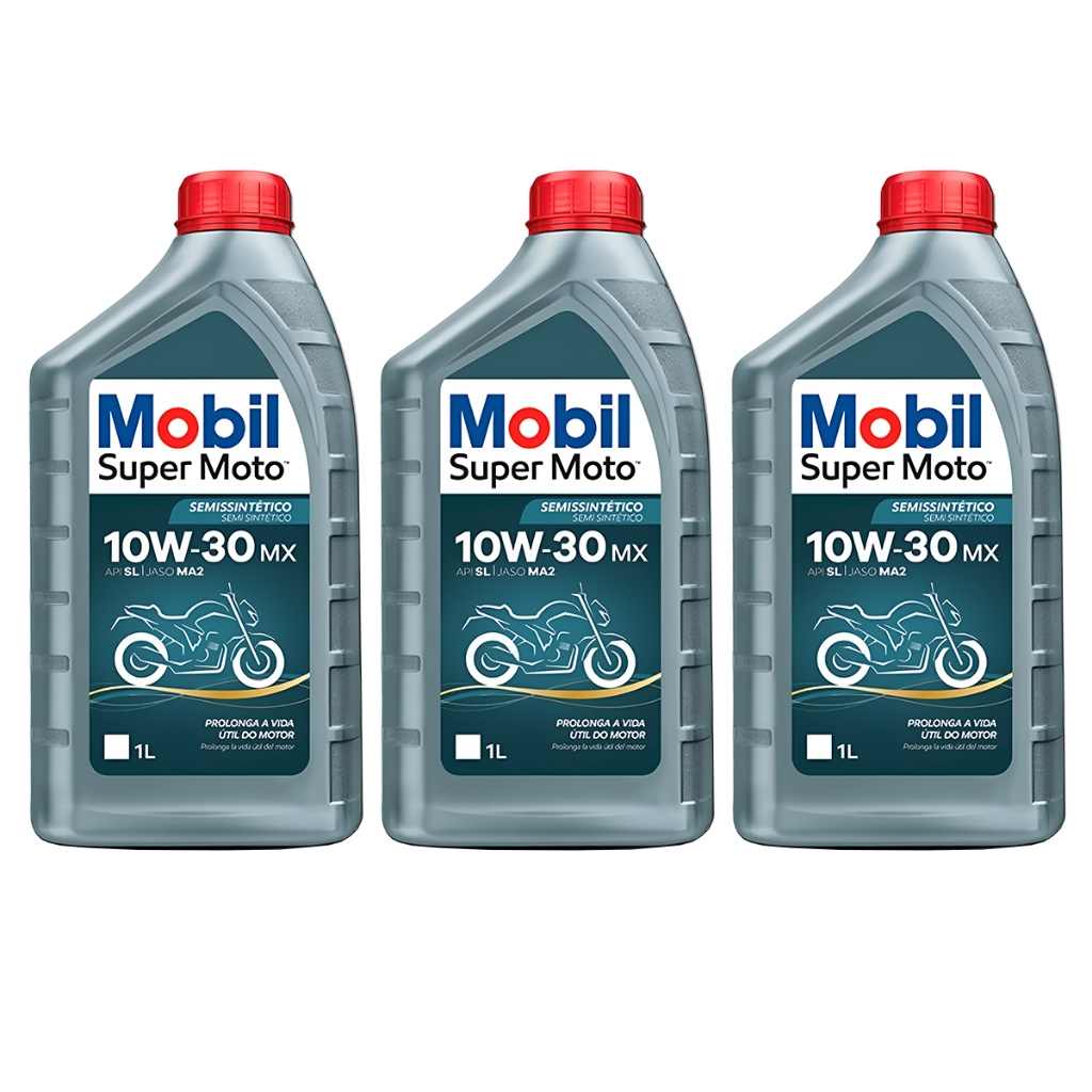 3 Óleos Mobil Semi-sintético 10w30 Cb Biz Cbr Nx Crf Dream Pop Pcx Titan Fan Sahara Ninja Xre Shadow Lead Nc