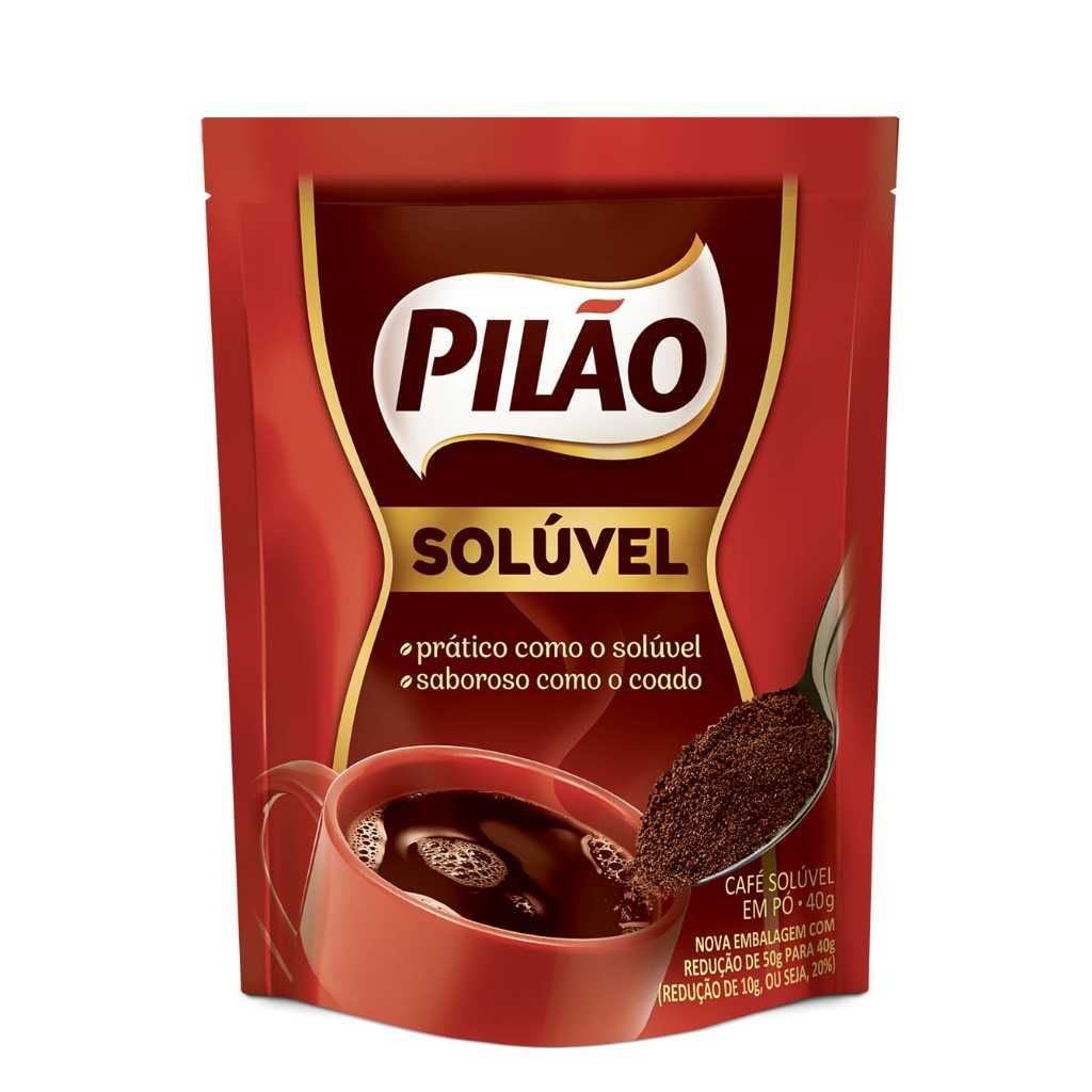 Kit c/ 15 Café solúvel em pó Pilão refil em sachê de 40g