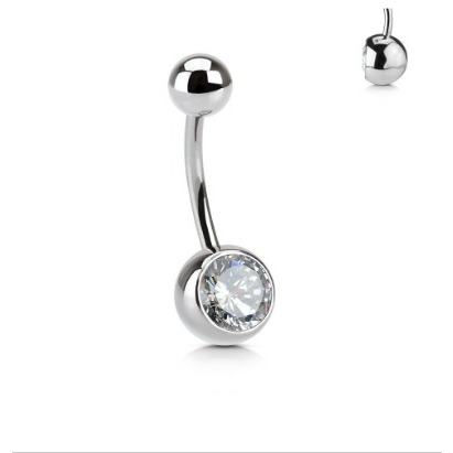 Piercing Umbigo Prata Preta Cristal Branco 316l rolado Cirúrgico Inoxidável  Strass 6mm,8mm,10mm,12mm Delicado 1,2mm