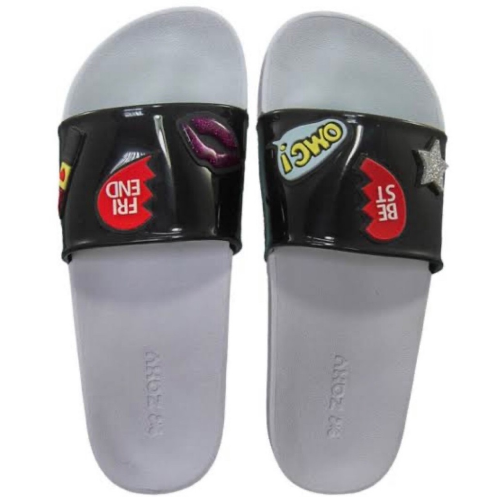 Sandalia Chinelo Branco e Preta PAtches Prata Brilho Strass Feminina Conforto Elegante Sofisticada Qualidade Presente semi nova com avarias tamanho 39