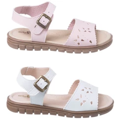 Kit com 2 Pares Sandália Infantil Ortopasso Anatômica Menina Branco Escolar Básico Blogueirinha