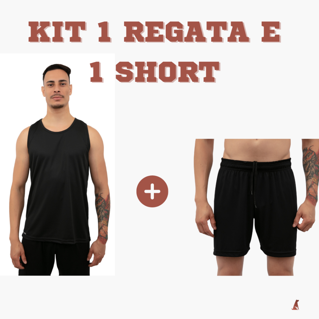 Conjunto 1 Regata e 1 Short Dri Leve para Academia, Treino, Futebol, Slim Fit  (ESCOLHA SUA COMBINAÇÃO)