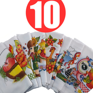 10 Pano de Prato pé de galinha estampado 100% algodão