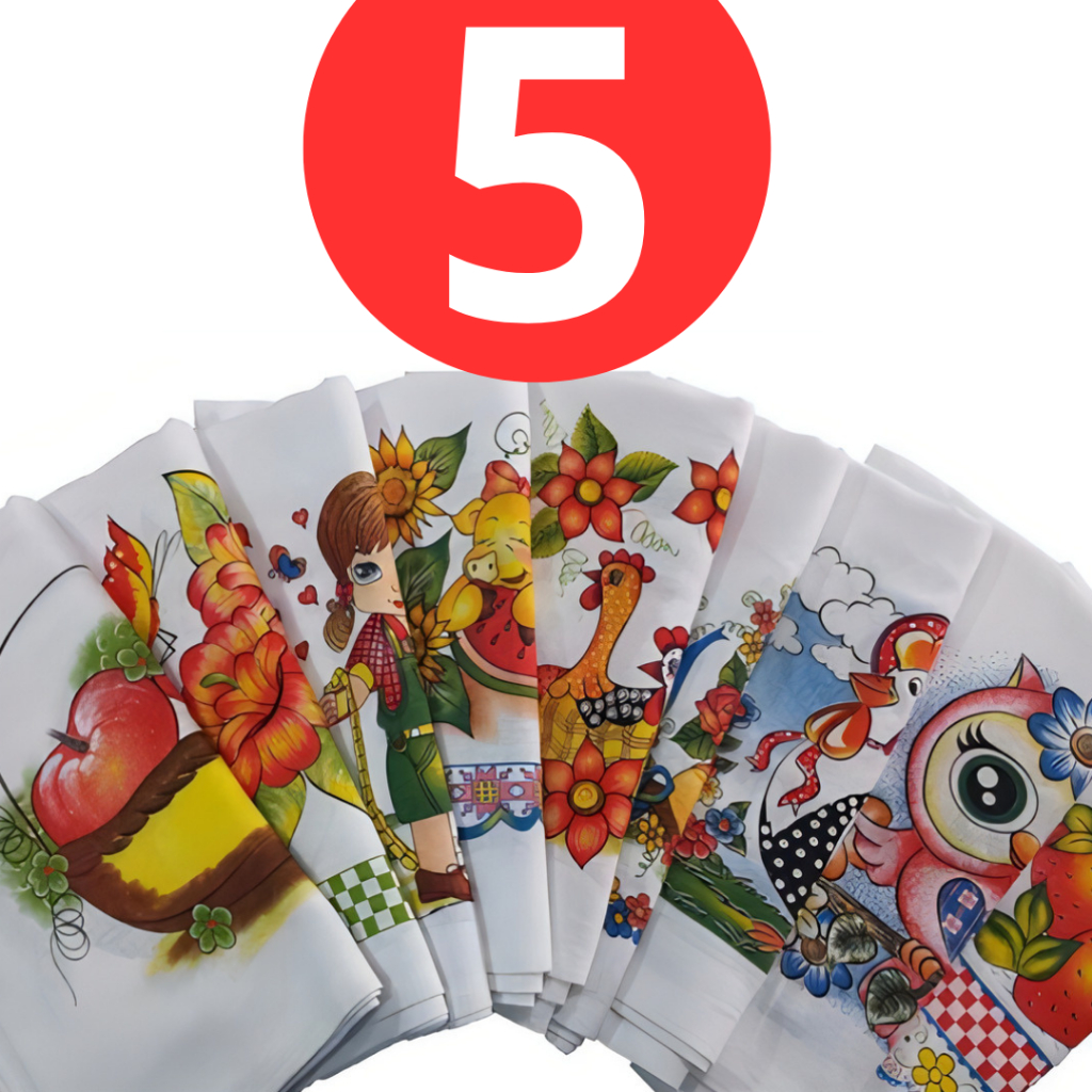 5 Pano de Prato pé de galinha estampado 100% algodão em Oferta na Shopee