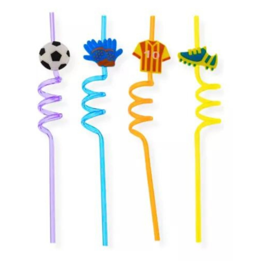 Canudo Espiral Rigido Cores Diversas - Futebol - (4 Unidades) em Oferta na Shopee
