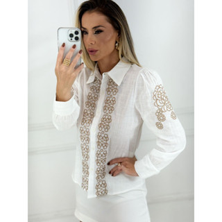 Camisa feminina manga bufante