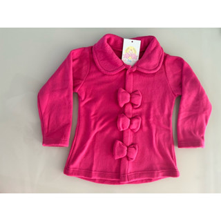 Casaco de soft infantil com gola quentinho para meninas 1/2/3