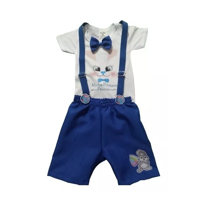 Conjunto Páscoa Bebê Menino Mesversário Roupa Infantil Coelhinho Temático